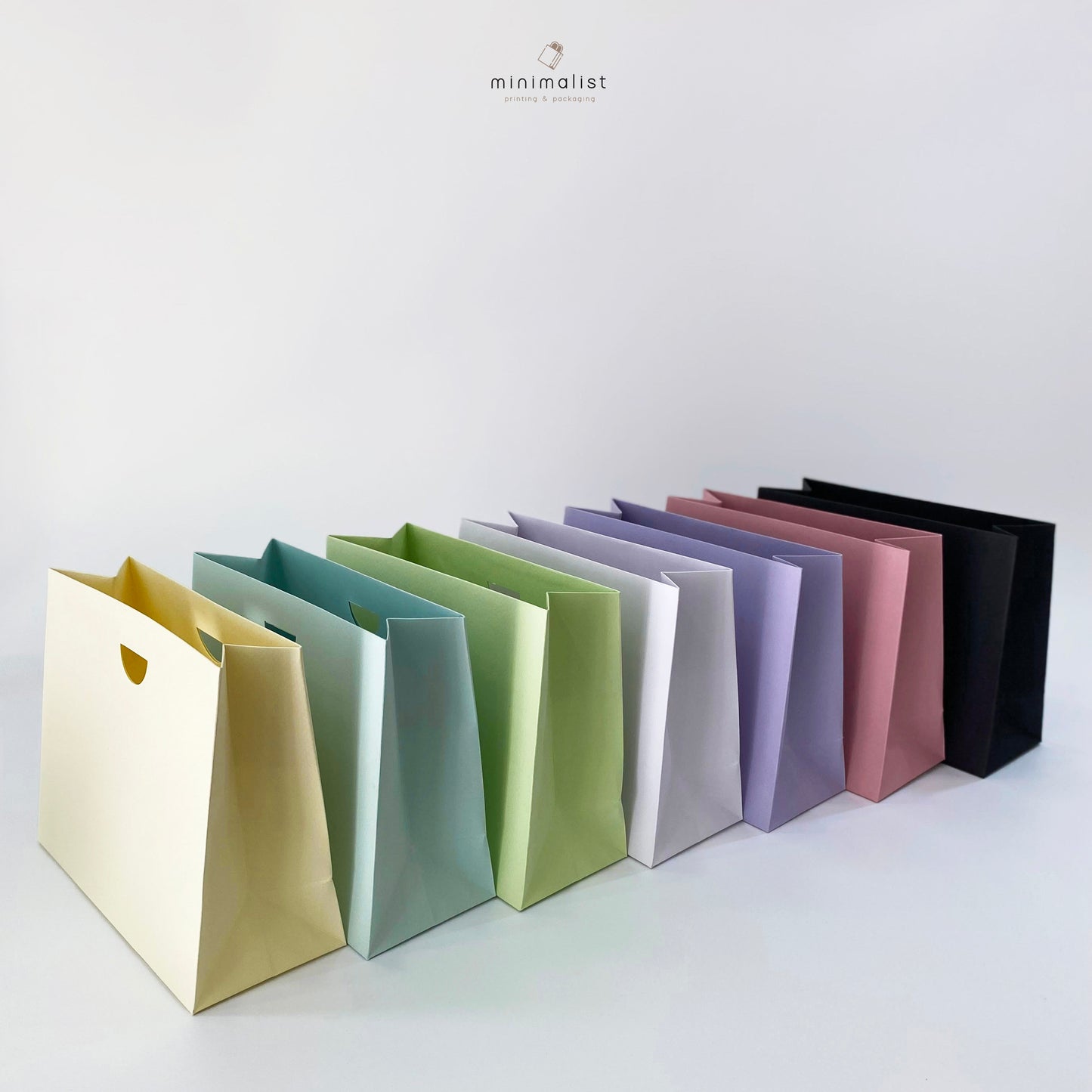 Set of 50 Small Paper Bags without handles - Pastel & White/Black Colors, Recyclables