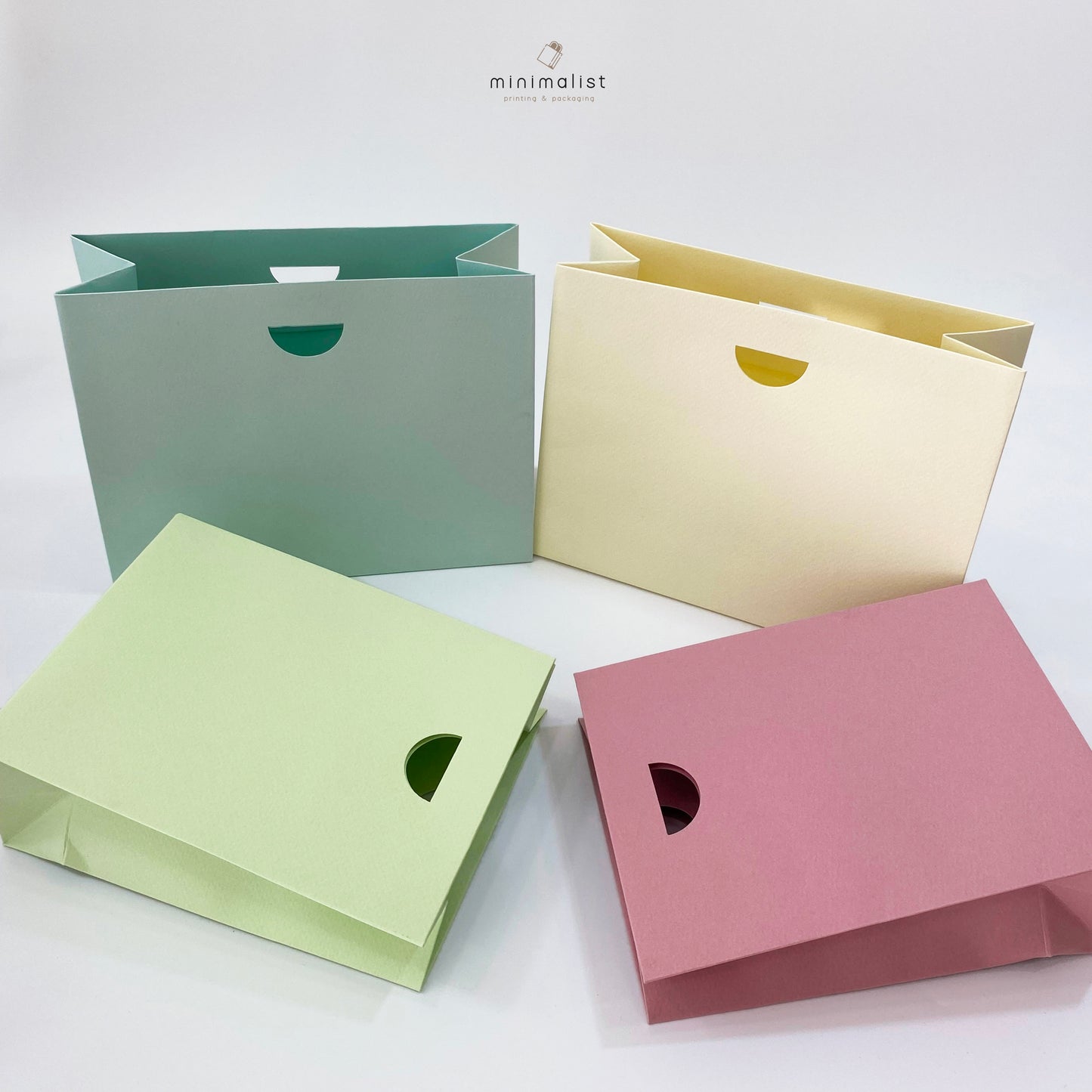 Set of 50 Small Paper Bags without handles - Pastel & White/Black Colors, Recyclables