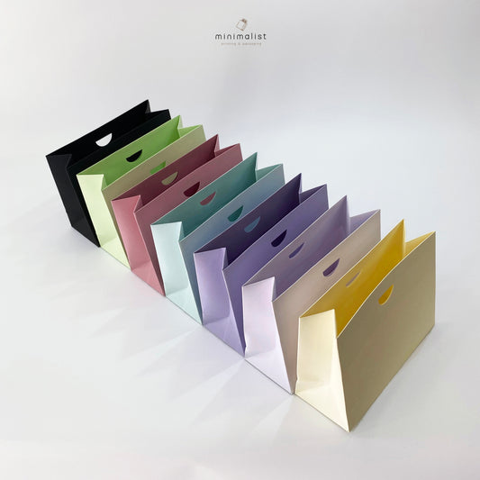 Set of 50 Small Paper Bags without handles - Pastel & White/Black Colors, Recyclables