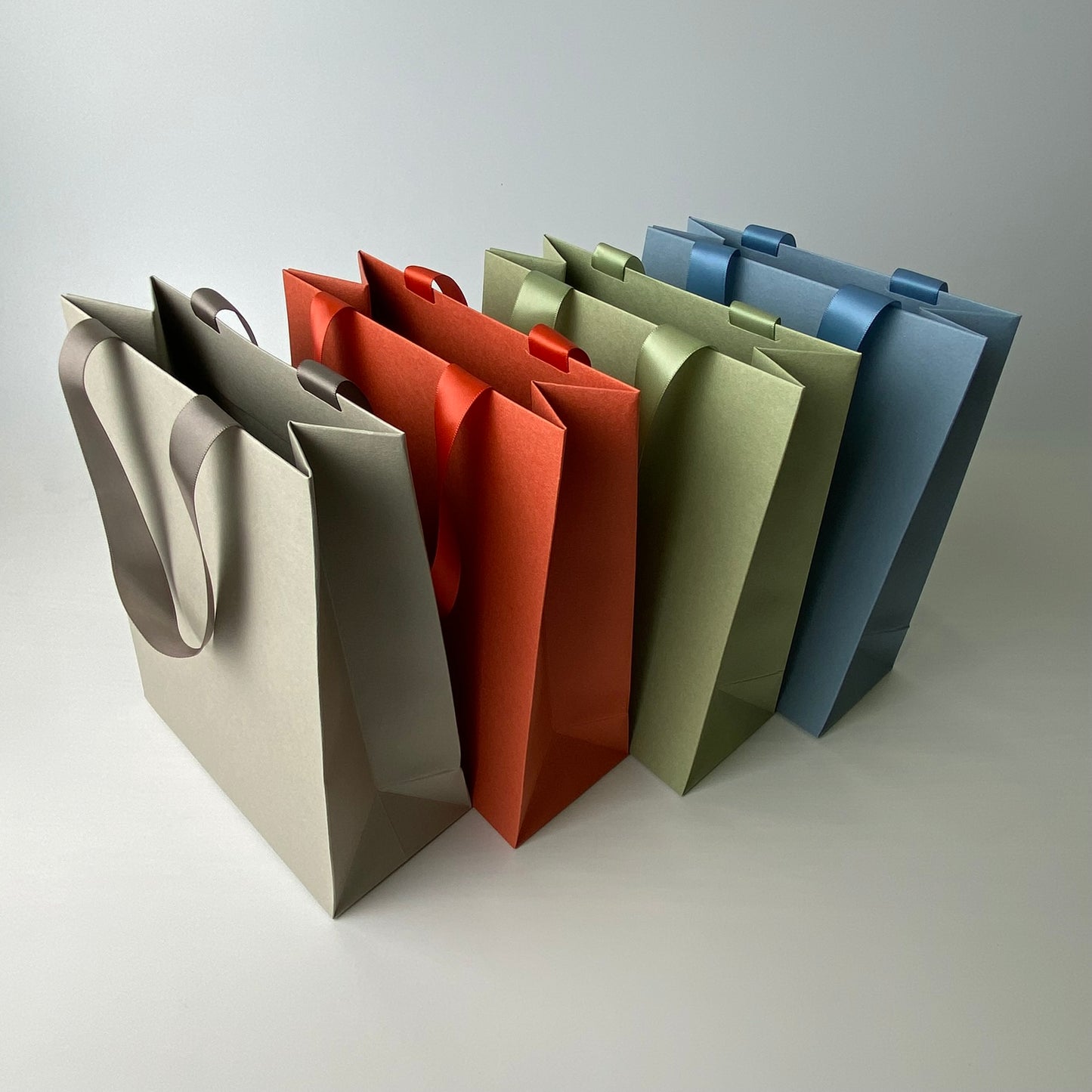 Set of 50 Premium Multicolor Paper Bags (18x22x8cm) – Handcrafted Satin Ribbon Handles