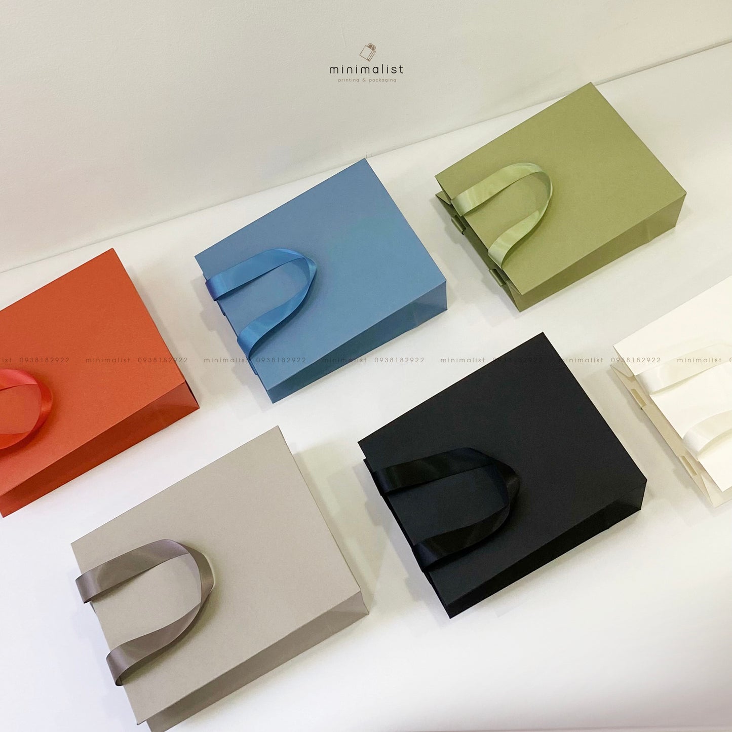 Set of 50 Premium Multicolor Paper Bags (18x22x8cm) – Handcrafted Satin Ribbon Handles