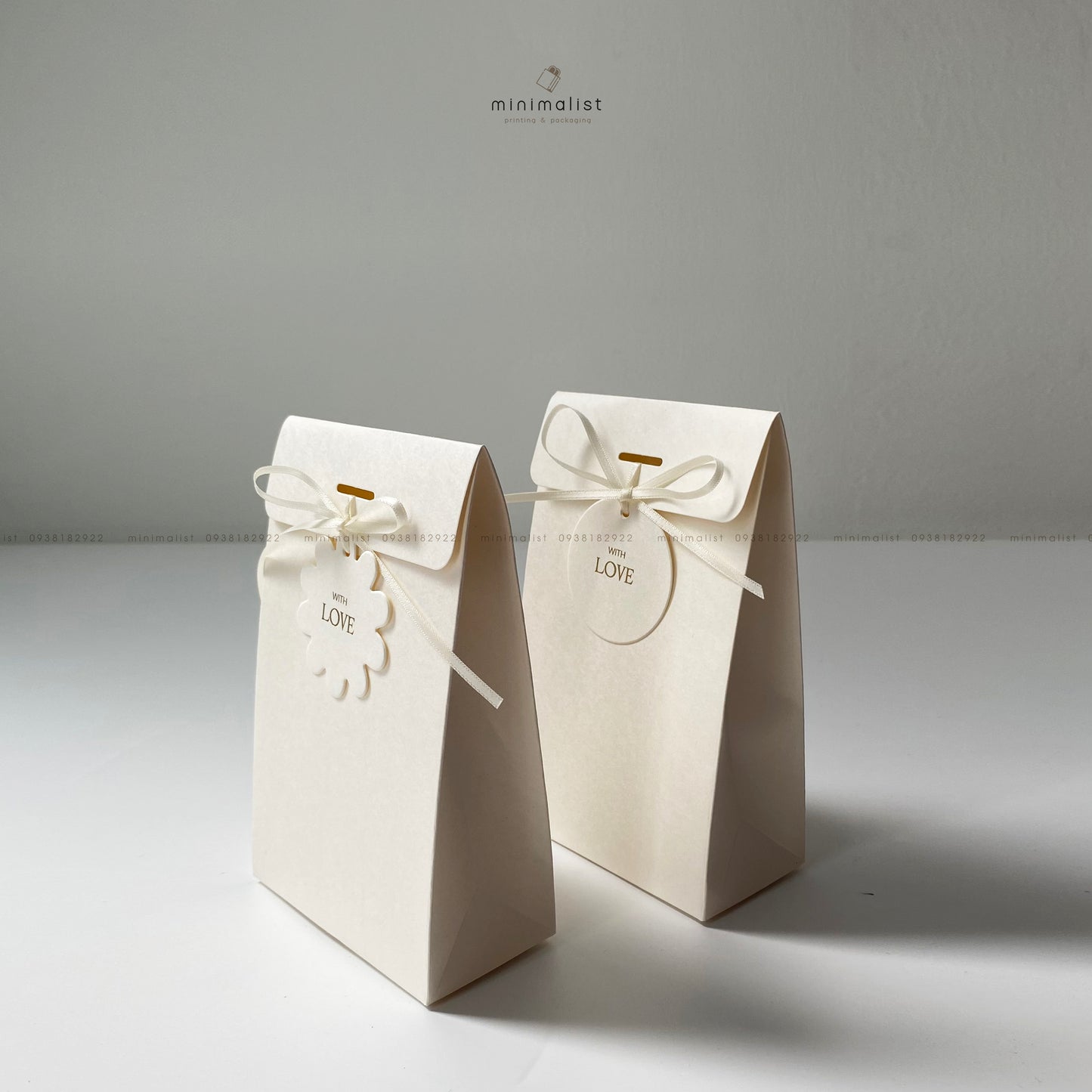 Set of 50 Foldable Bottom Paper Bags (10x16x5cm) – Multicolor with Hanging Tags