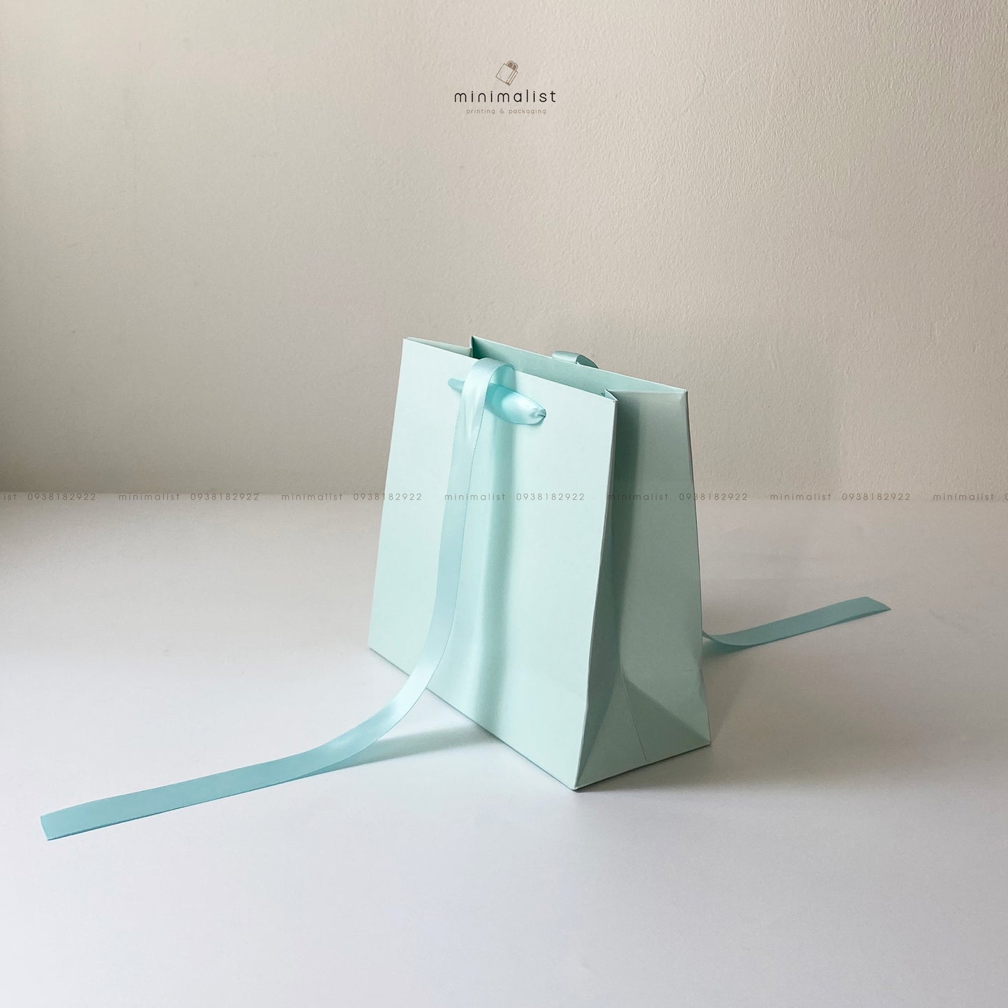 Set of 50 Multicolor Kraft Paper Bags (18x16x7.5cm) – Ribbon Handle with Punched Holes