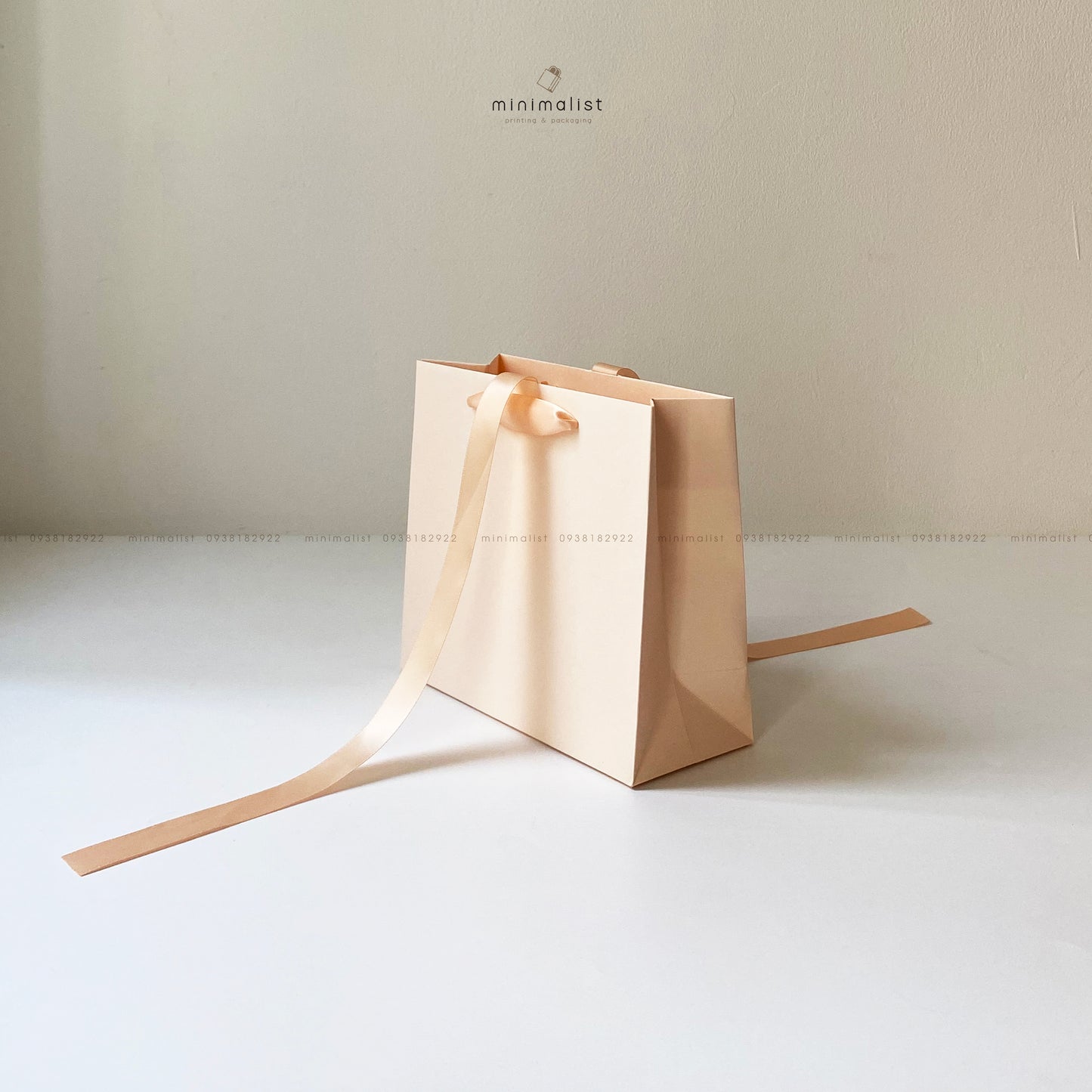 Set of 50 Multicolor Kraft Paper Bags (18x16x7.5cm) – Ribbon Handle with Punched Holes