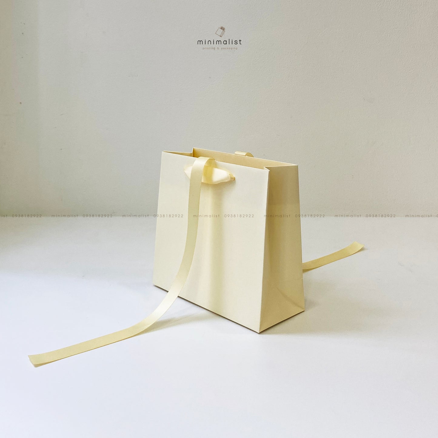 Set of 50 Multicolor Kraft Paper Bags (18x16x7.5cm) – Ribbon Handle with Punched Holes