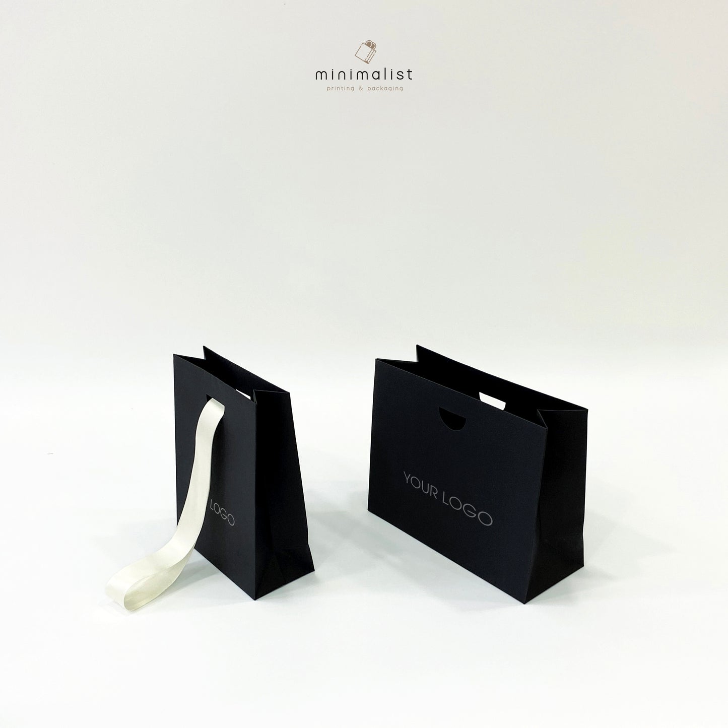 Set of 50 Small Paper Bags without handles - Pastel & White/Black Colors, Recyclables